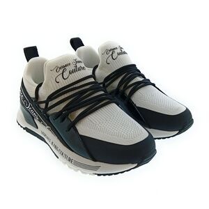 Versace Jeans Couture Women's White Black  Knit Lace-Up Sneakers